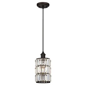 westinghouse lighting 6338400 sophie one-light indoor mini pendant, oil rubbed bronze finish with crystal prism glass, white