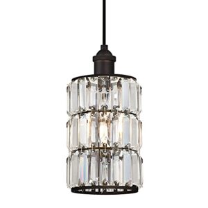 Westinghouse Lighting 6338400 Sophie One-Light Indoor Mini Pendant, Oil Rubbed Bronze Finish with Crystal Prism Glass, White