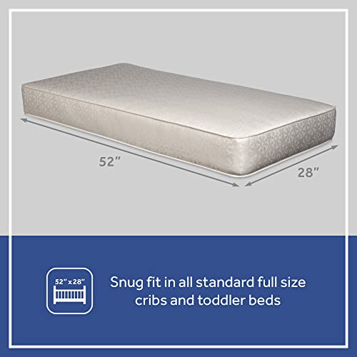 Sealy Flex Cool 2-Stage 204 Coil Premium Waterproof Baby Crib Mattress and Toddler Mattress Airy Comfort, Dual Firm, Cool Cotton Cover, Greenguard Air Quality Certified - Made in USA, 52"x28"