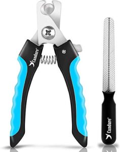 candure dog nail clippers professional pet nail clipper suitable for large to medium dogs, cats, rabbits and guinea pigs - safety lock/protective guard to avoid over cutting