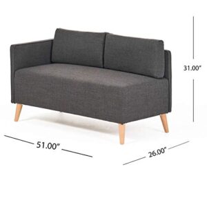 Christopher Knight Home Augustus Mid-Century Modern Fabric Chaise Sectional, Muted Dark Grey / Natural