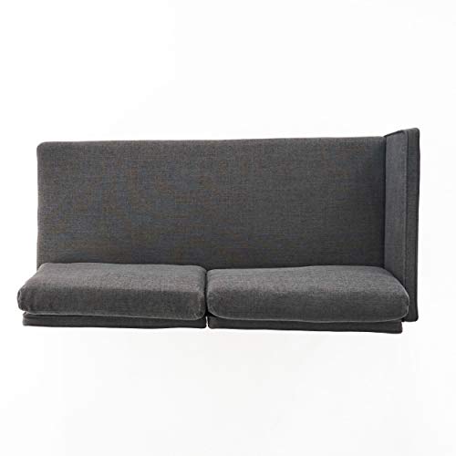 Christopher Knight Home Augustus Mid-Century Modern Fabric Chaise Sectional, Muted Dark Grey / Natural