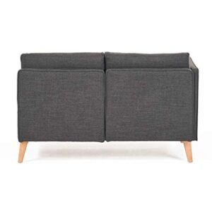 Christopher Knight Home Augustus Mid-Century Modern Fabric Chaise Sectional, Muted Dark Grey / Natural