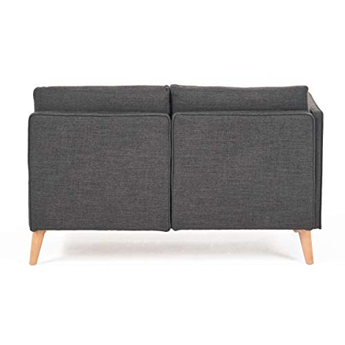 Christopher Knight Home Augustus Mid-Century Modern Fabric Chaise Sectional, Muted Dark Grey / Natural