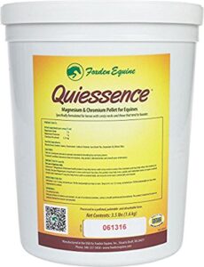 quiessence foxden equine 3.5 lb banana flavored magnesium pellets founder calming sore muscle supplement