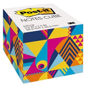 post-it notes cube, 2.6 in x 2.6 in, optimistic brights pattern, 620 sheets/cube (2027-obrt)