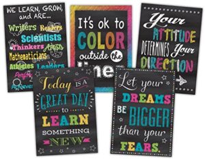 teacher created resources chalkboard brights positive poster pack (tcr6658)