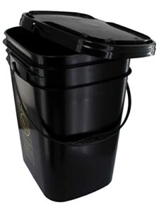5.3 gallon black rectangular bucket/pail with hinged snap lid