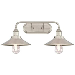 westinghouse lighting 6336300 maggie two-light indoor wall fixture, brushed nickel finish 2