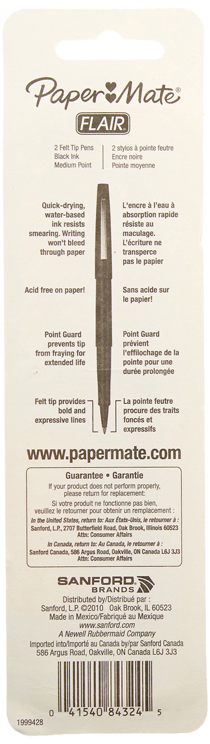 Paper Mate Flair Felt Tip Pens, Medium Point, 12-Count, Black