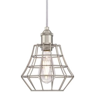 Westinghouse Lighting 6337200 Nathaniel One-Light Indoor Mini Pendant, Brushed Nickel Finish with Angled Bell Cage Shade