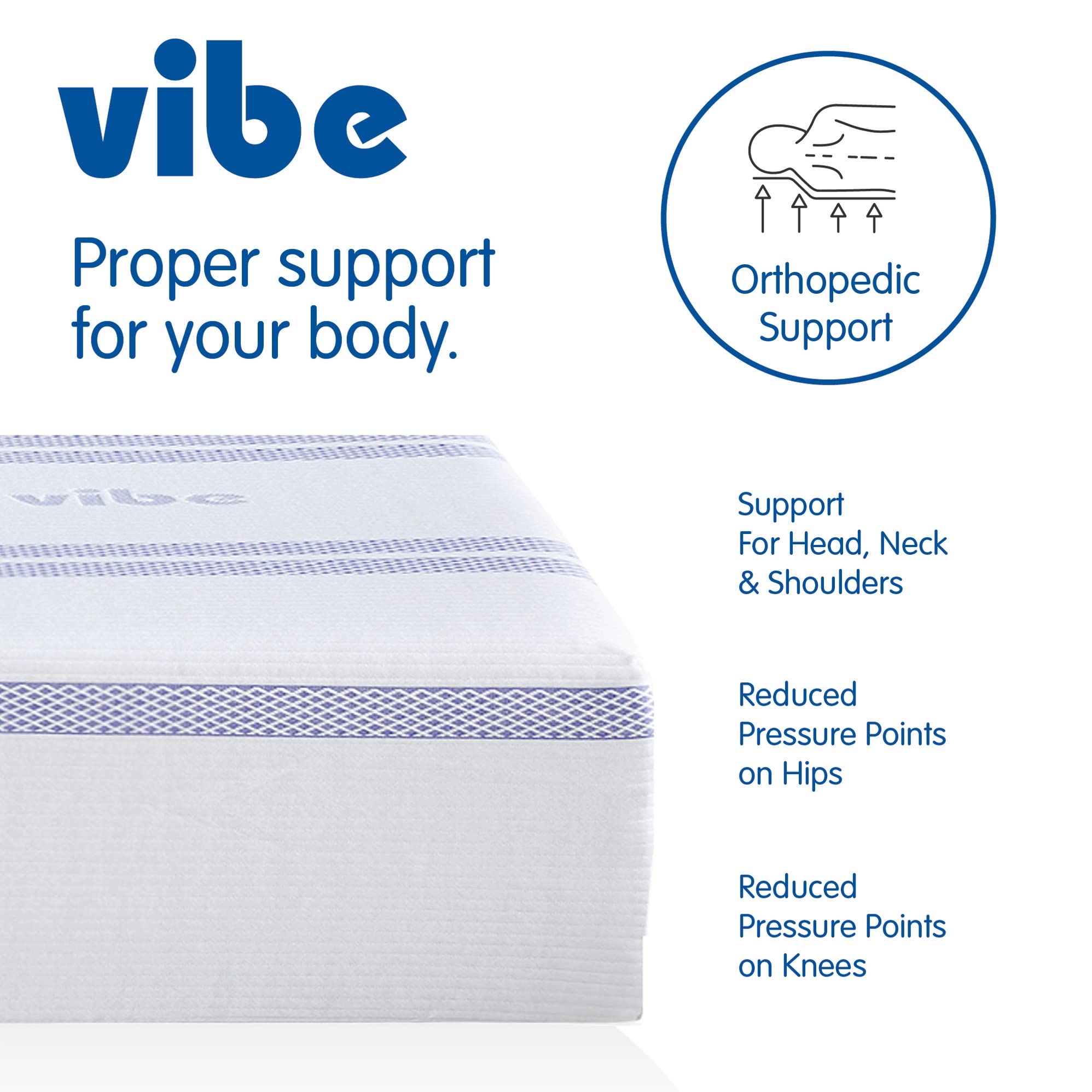 Vibe Gel Memory Foam Mattress, 12-Inch CertiPUR-US Certified Bed-in-a-Box, King, White