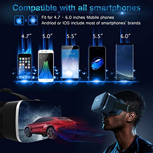 VR SHINECON VR Headset Compatible with iPhone & Android Virtual Reality VR Goggles