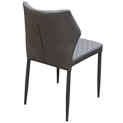 Nova Lifestyle Milo 4-Pack Dining Chairs in Grey Diamond Tufted Leatherette with Black Powder Coat Legs