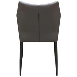 Nova Lifestyle Milo 4-Pack Dining Chairs in Grey Diamond Tufted Leatherette with Black Powder Coat Legs