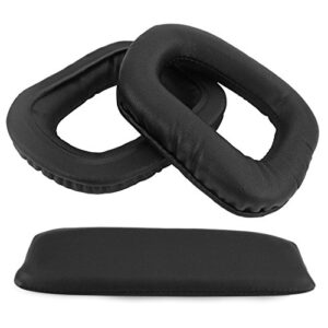 geekria earpad + headband compatible with logitech g35 headphone replacement ear pad + headband cover/ear cushion + headband pad earpads repair parts suit (black)