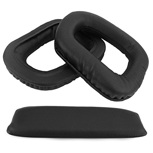 Geekria Earpad + Headband Compatible with Logitech G35 Headphone Replacement Ear Pad + Headband Cover/Ear Cushion + Headband Pad Earpads Repair Parts Suit (Black)