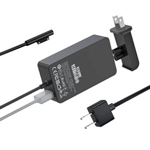 surface pro charger surface pro 4 6 charger, ksw kingdo 44w 15v 2.58a power supply compatible with microsoft surface pro 3 4 5 6 7 x 8, laptop 1/2/3 surface go 1/2 & surface book with travel case