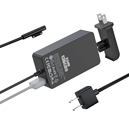 Surface Pro Charger Surface Pro 4 6 Charger, KSW KINGDO 44W 15V 2.58A Power Supply Compatible with Microsoft Surface Pro 3 4 5 6 7 X 8, Laptop 1/2/3 Surface Go 1/2 & Surface Book with Travel Case