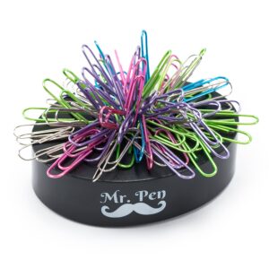 mr pen- magnetic desk toy with colored and silver paper clips (100 pieces), desk toys, desk decor, desk accessories, paperweight, cute office supplies, paper clips holder, paper clip dispenser
