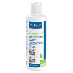 virbac allergroom pet shampoo for dogs, cats & horses (8 oz) - for normal or dry skin