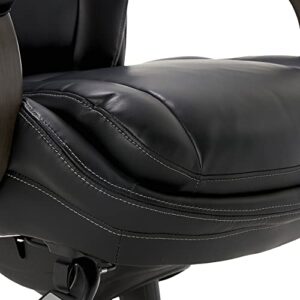 La-Z-Boy Harnett Big & Tall Executive Office Comfort Core Cushions, Ergonomic High-Back Chair with Solid Wood Arms, Bonded Leather, Black