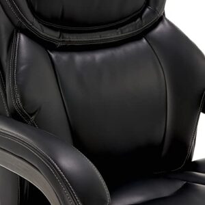 La-Z-Boy Harnett Big & Tall Executive Office Comfort Core Cushions, Ergonomic High-Back Chair with Solid Wood Arms, Bonded Leather, Black