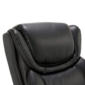 La-Z-Boy Harnett Big & Tall Executive Office Comfort Core Cushions, Ergonomic High-Back Chair with Solid Wood Arms, Bonded Leather, Black