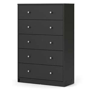 tvilum portland 5 drawer chest - black