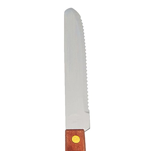 Tezzorio (Set of 48) Stainless Steel Rounded Serrated 4-Inch Blade Steak Knives with Wood Handles, Commercial Quality Steak Knives, Restaurant Steak Knives