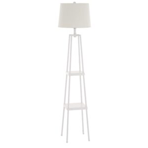 catalina lighting modern metal etagere floor lamp with shelves and linen shade, 58", classic white