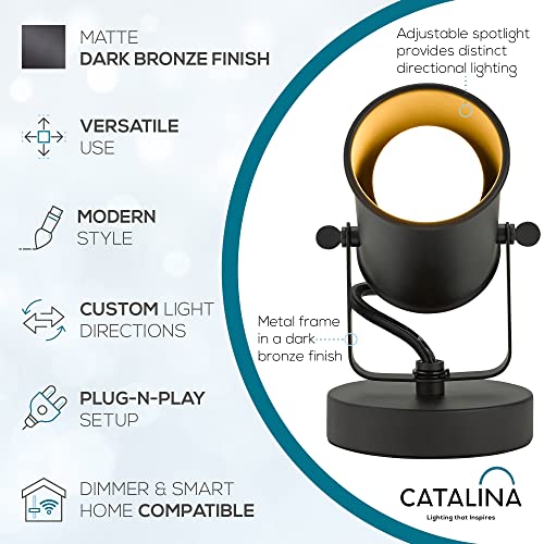 Catalina Lighting 18775-012 Modern Multipurpose Spotlight Desk or Wall Mount Accent Lamp, 6", Dark Bronze