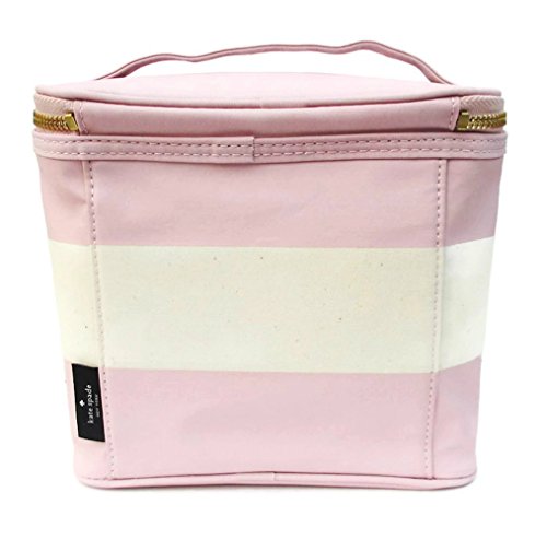 Kate Spade New York Insulated Lunch Tote, Small Lunch Cooler, Cute Lunch Bag for Women, Pink Thermal Bag with Double Zipper Close and Carrying Handle, Blush Rugby Stripe