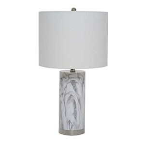 catalina 20640-000 modern pillar marble table lamp with polished nickel accents, 24.5", classic white/grey
