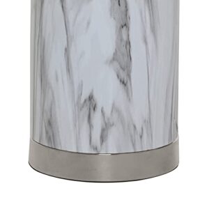 Catalina 20640-000 Modern Pillar Marble Table Lamp with Polished Nickel Accents, 24.5", Classic White/Grey