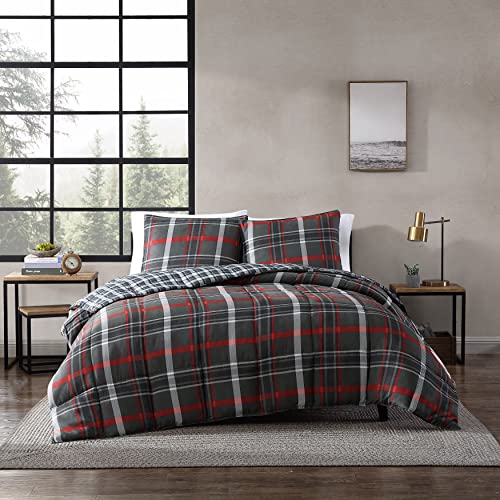 Eddie Bauer - Twin Comforter Set, Reversible Plaid Bedding with Matching Sham, Home Decor for Colder Months (Willow Dark Grey, Twin)