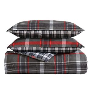 Eddie Bauer - Twin Comforter Set, Reversible Plaid Bedding with Matching Sham, Home Decor for Colder Months (Willow Dark Grey, Twin)