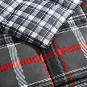 Eddie Bauer - Twin Comforter Set, Reversible Plaid Bedding with Matching Sham, Home Decor for Colder Months (Willow Dark Grey, Twin)