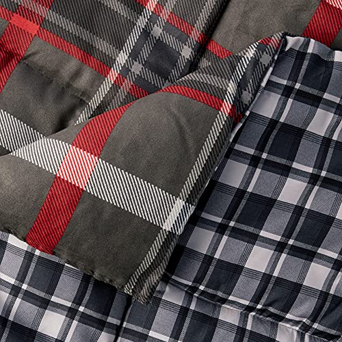 Eddie Bauer - Twin Comforter Set, Reversible Plaid Bedding with Matching Sham, Home Decor for Colder Months (Willow Dark Grey, Twin)