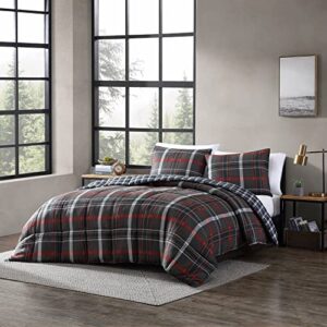 Eddie Bauer - Twin Comforter Set, Reversible Plaid Bedding with Matching Sham, Home Decor for Colder Months (Willow Dark Grey, Twin)