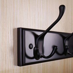 SONGMICS Wall Mounted Coat Rack, Hook Rack with 4 Tri-Hooks, for Clothes, Keys, Hats, Purses, in The Entryway, Bathroom, Closet Room, Dark Brown ULHR30Z