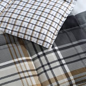 Eddie Bauer - Queen Comforter Set, Plaid Reversible Bedding, Stylish & Warm Home Decor (Normandy Grey, Queen),Grey/White/Beige