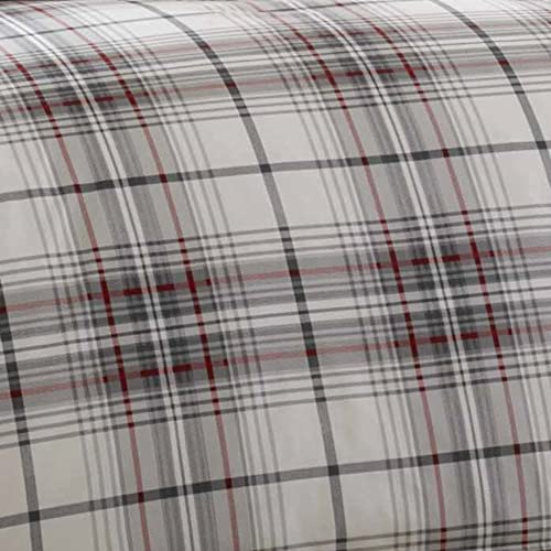 Eddie Bauer - Queen Comforter Set, Reversible Cotton Bedding with Matching Shams, Plaid Home Decor for All Seasons (Alder Grey/Red, Queen)