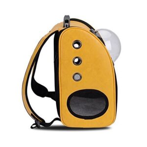 WowowMeow Pet Leather Carrier Bag Traveler Bubble Backpack for Cat Puppy (Yellow)