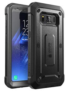 supcase unicorn beetle pro series case designed for samsung galaxy s8 active 2017 release，full-body dual layer rugged holster case with built-in screen protector (black)
