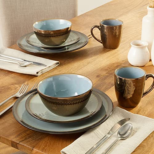 Gourmet Basics by Mikasa Anastasia Dinnerware Set (Service For 4), Blue