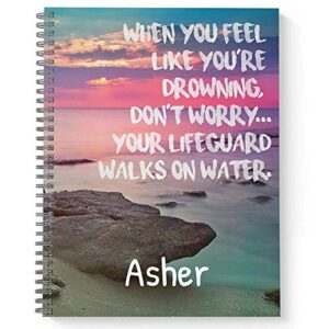 gotcha covered notebooks lifeguard personalized religious notebook/journal, laminated soft cover, 120 pages of your selected paper, lay flat wire-o spiral. size: 8.5” x 11”. made in the usa