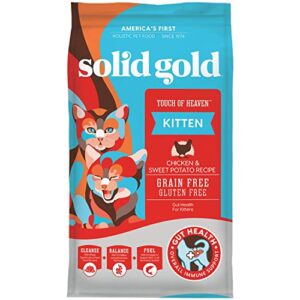 solid gold dry kitten food - made with real chicken and sweet potato - touch of heaven grain free dry cat food for kittens - natural support for bone, joint and immune system development