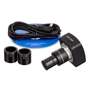 AmScope 1.3 MP USB 2.0 Microscope Camera w/Reduction Lens + Software + 2 Mounting Adapters (Windows XP/Vista/7/8/10/Mac OS X/Linux)