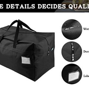 iwill CREATE PRO 100L Oversize Ornament Water Resistant Tote Storage Bag with Carry Handles, Compatible with IKEA Frakta Carts, Black